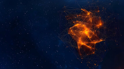 Abstract Network of Glowing Lines and Nodes Creates a Cosmic Web Against a Starry Sky