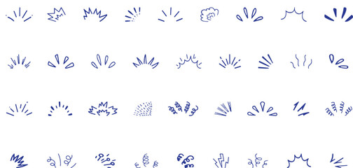 doodle sparkle vector set, sunburst, rays, starburst, hand drawn elements illustration, black lines, outline, decorative, retro style