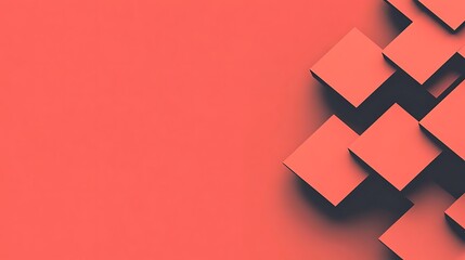 Abstract Coral Cubes Modern Geometric Design