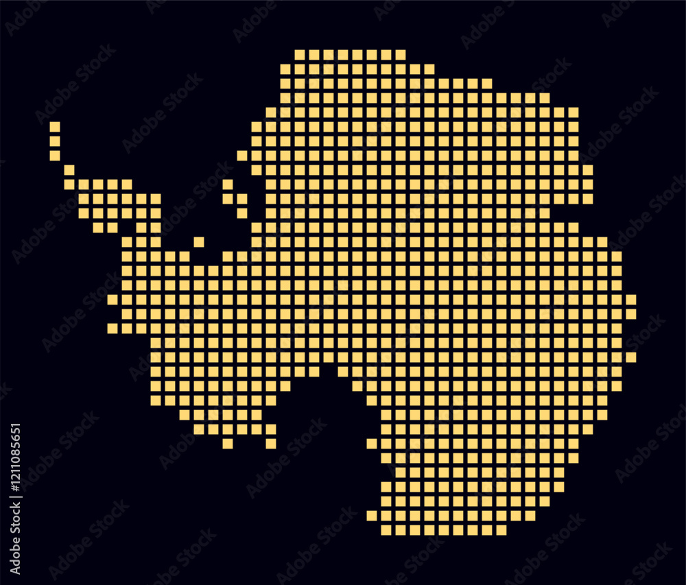 Poster antarctica dotted map. digital style map of the continent on a dark background. antarctica shape wit