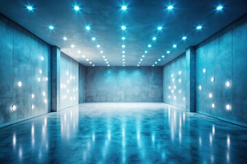 Fototapeta premium Modern Architectural Interior Empty Room with Polished Concrete Floor and Recessed Lighting