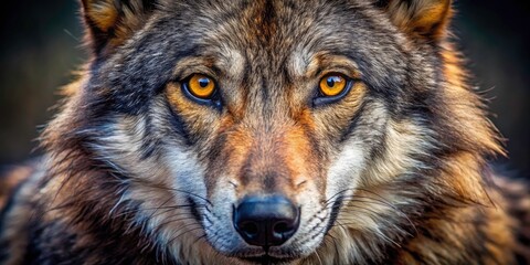 Fototapeta premium Close Up Wolf Photography: Majestic Canis Lupus Portrait, Wild Animal Eyes, Fur Texture, Nature Wildlife