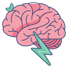 Brain and thunder icon