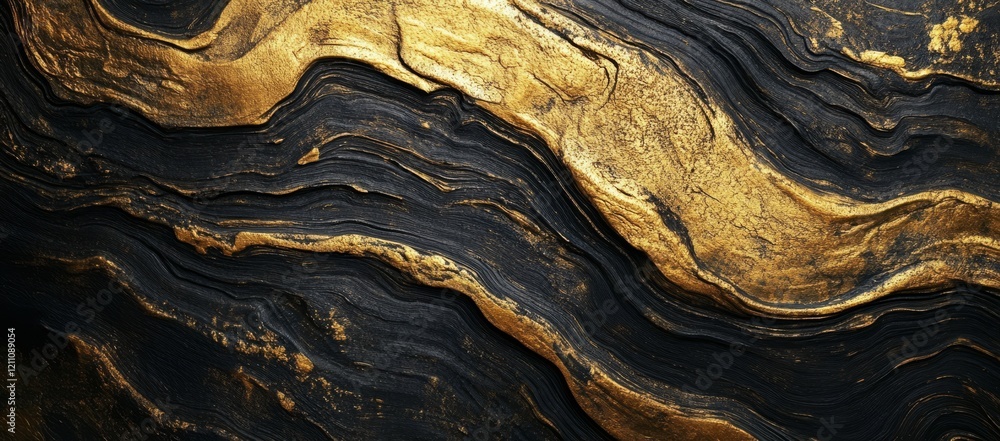 Poster elegant golden wave patterns create a stunning abstract background in dark tones for design and artw