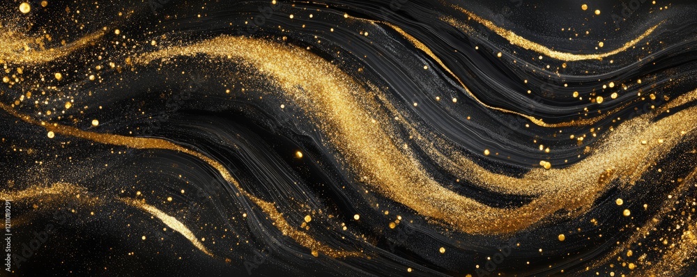 Poster elegant golden wave patterns create a stunning abstract background in dark tones for design and artw