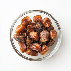Sweet dates in glass bowl.