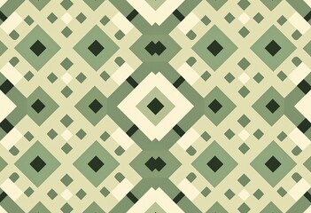 Seamless Pattern Squares: Soft Muted Colors in Green and Beige. Perfect for Textile Designs, Backgrounds, and Digital Art.


