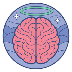 Brain with halo and stars