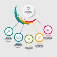 5 options infographic design template icons, structure chart, presentation