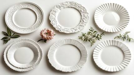 Elegant White Plates with Delicate Floral Accents