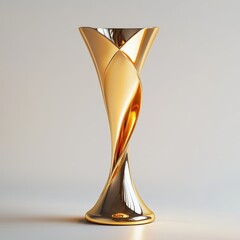 Elegant gold twisted vase on white background.