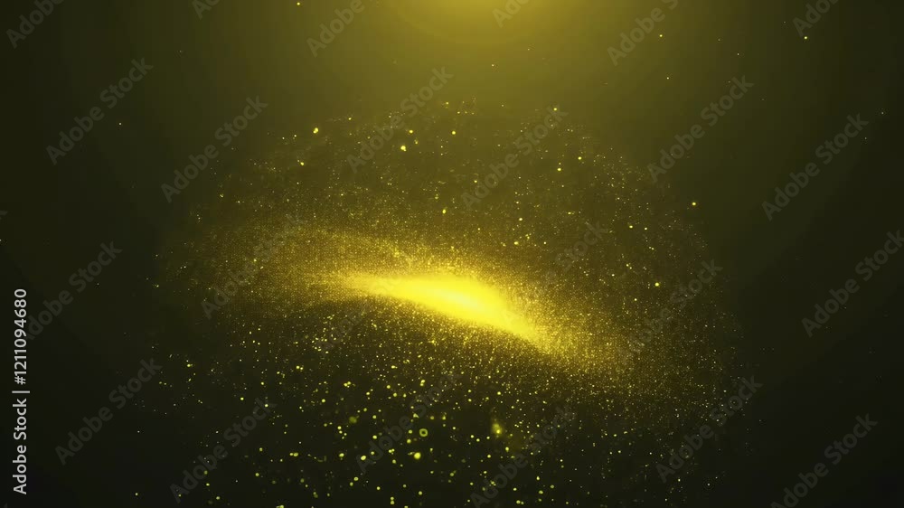 Wall mural sleek and elegant animation of bright yellow 3d video particles floating gracefully in a cyber inspi