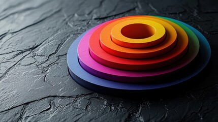 Colorful gradient spiral maze with concentric rings
