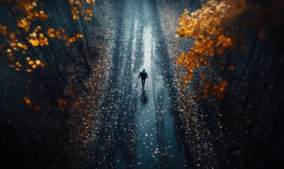 Autumn Path: Lone Walker's Journey