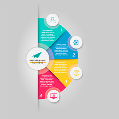 4 points circular infographic element template with icons and colorful flat style, can use for presentation slide