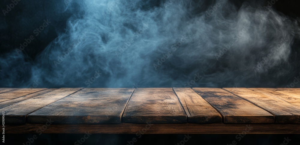 Poster mysterious indoor setting with fog and plants creating an eerie yet captivating atmosphere in the ev
