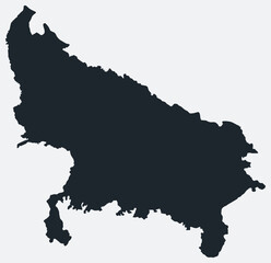 Uttar Pradesh map. Just a simple border map. Shape of the state. Blank Uttar Pradesh outline. Vector illustration.