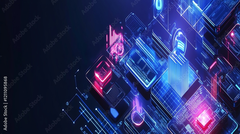 Poster abstract digital technology network data flow