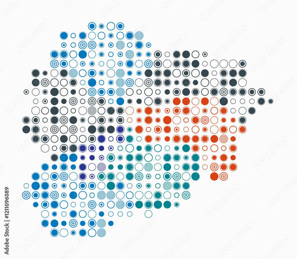 Poster andorra, shape of the country built of colored cells. digital style map of andorra on white backgrou