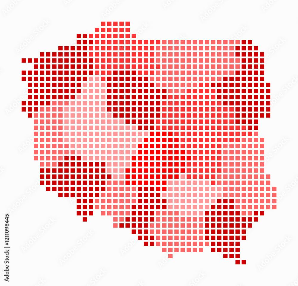 Aufkleber poland dotted map. digital style map of the country on white background. poland shape with square do