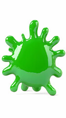 Obraz premium 3D Render of a Glossy Green Blob Splattering Dynamically on a White Background