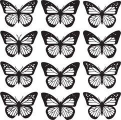 vector illustration of a collection butterfly silhouette.