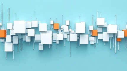 Abstract Composition Of White And Orange Cubes
