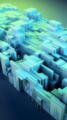Digital technology blue and green 3d computer model poster background