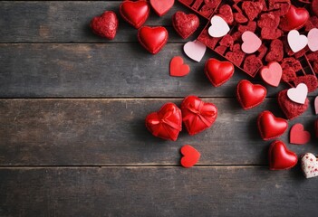 Romantic Valentine's Day Heart Dish with Red and Pink Hearts