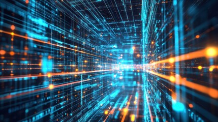 Fototapeta premium Digital Data Stream: A Journey Through Cyberspace