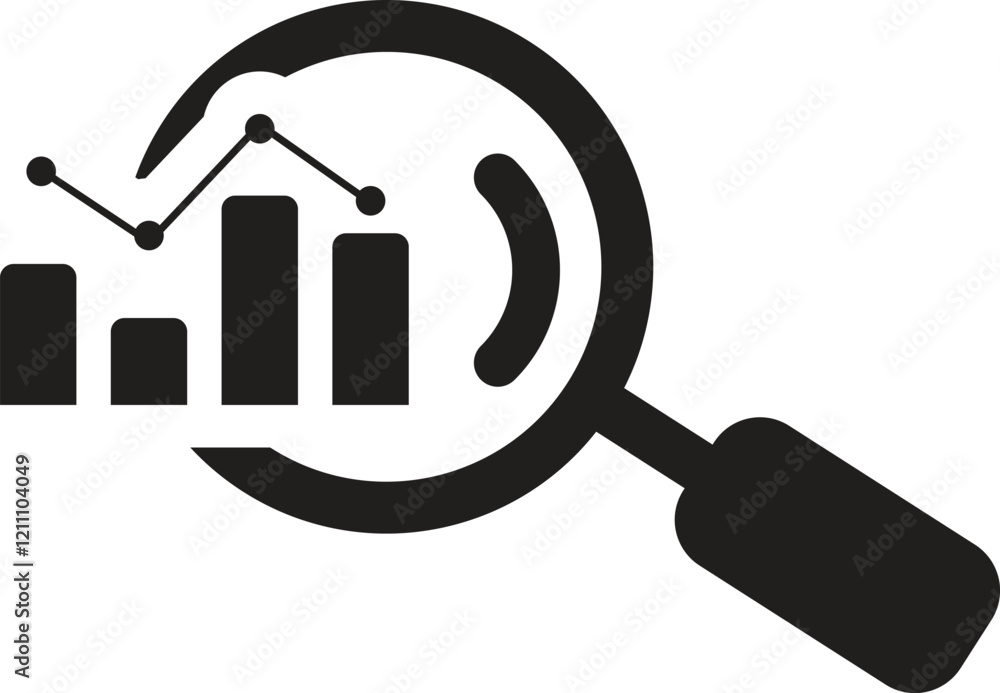 Poster seo audit icon. business analysis. magnifying glass for data analysis. search data analysis