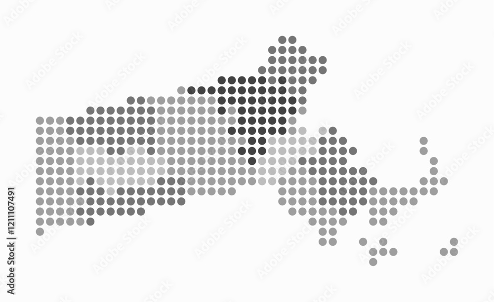Aufkleber massachusetts dotted map. digital style map of the state on white background. massachusetts shape wi