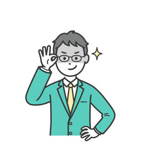 眼鏡を上げて悪巧みしてニヤける学生男子