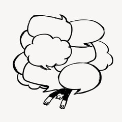 Pressure, man and speech bubble doodle, illustration vector