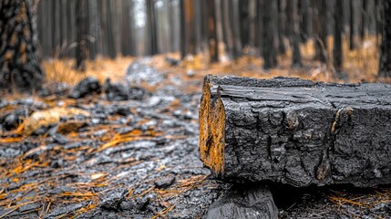 Obraz premium Exploring Nature's Resilience Through the Simple Beauty of a Tree Stump in the Woods