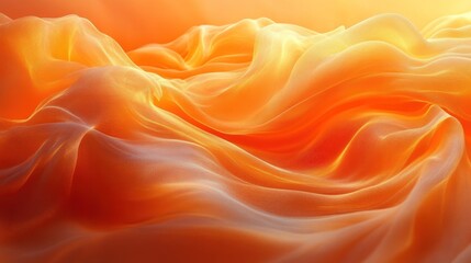Obraz premium Soft orange silk fabric draped elegantly, creating a warm, inviting atmosphere with gentle folds