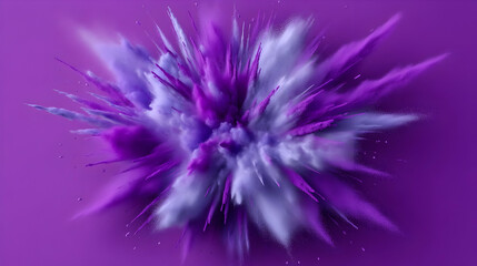 Purple and White Powder Explosion Creates a Dynamic Abstract Design on Purple Backdrop