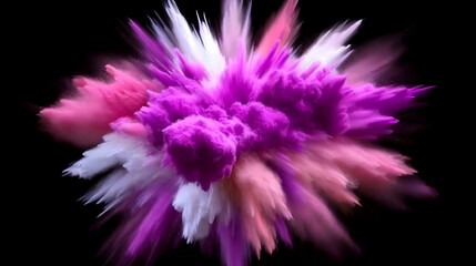 Obraz premium Pink and Purple Powder Explodes on Black Background Creating Abstract Design