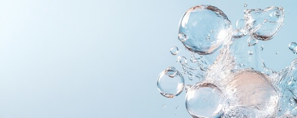 Bubbles rising in clear water against a soft gradient background.