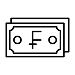 Swiss Franc Note Outline Style Icon