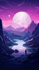 Obraz premium Digital technology purple and pink science fiction space poster background