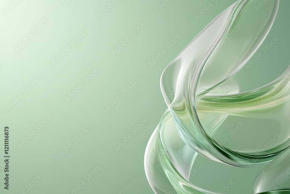 Aufkleber abstract green waves with smooth curves and a soft background.