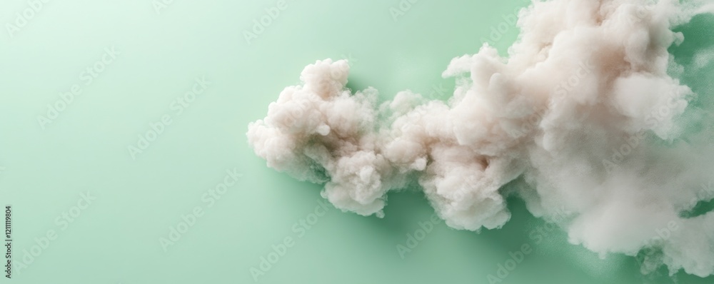Poster soft clouds on a pastel green background create a serene atmosphere.