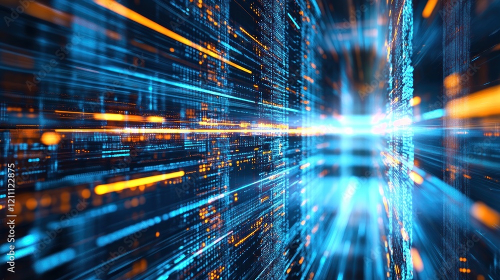 Aufkleber digital data stream: a futuristic visualization of information flow