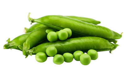  Fresh Green Peas and Beans Isolated on White Background
