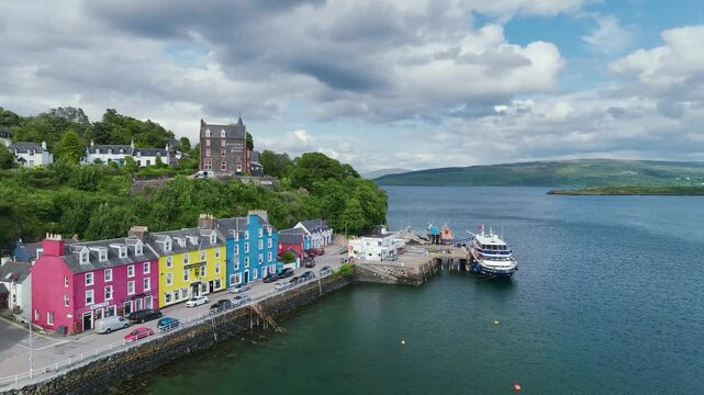 Tobermory from a drone, Isle of Mull, Scotland, UK