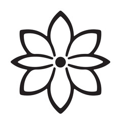 Obraz premium A timeless and elegant monochrome logo a stylized flower composed of geometric shapes and clean lines, set against a white background. The design emphasizes balance, symmetry, and visual clarity