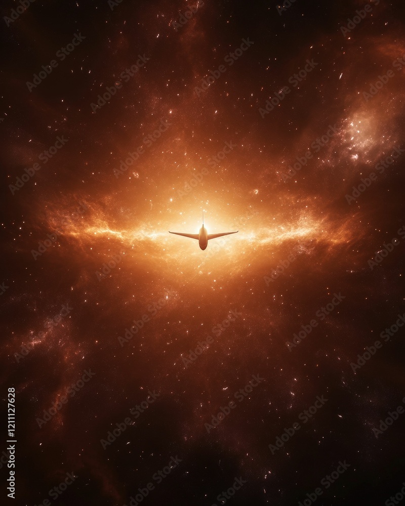 Poster a celestial scene featuring a luminous cosmic entity surrounded by vibrant star fields and nebulous 