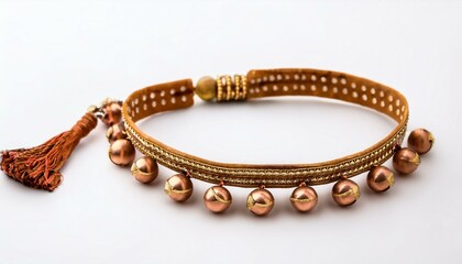 Elegant gold and copper anklet with tassel.