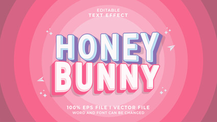 editable 3d honey bunny bold text effect.typhography logo